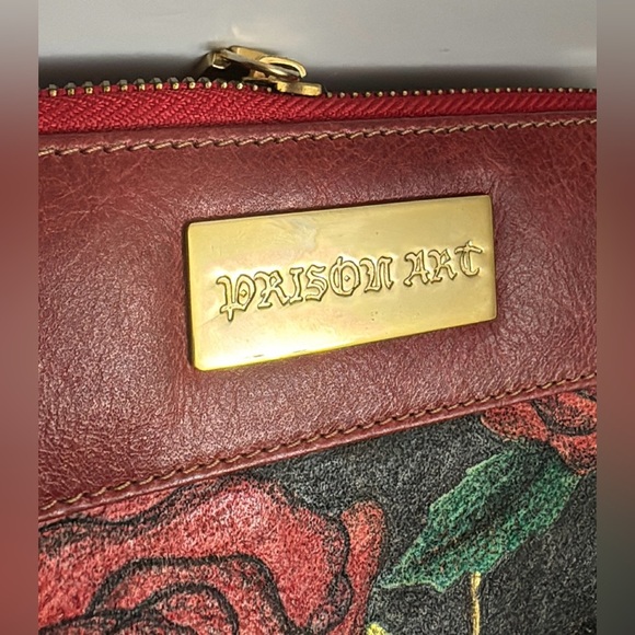 PRISON ART RED FLORAL EXCLUSIVE DESIGN WOMENS LEATHER WALLET - Picture 7 of 10